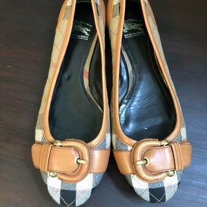Burberry NOVA check plaid leather buckle flats